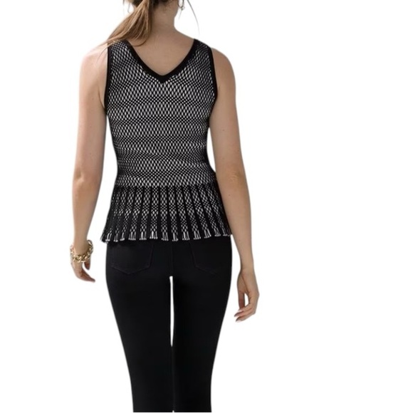 Black and White Mesh Sleeveless Whimsical Goth Top Black + White Sweater Tank - Picture 5 of 6